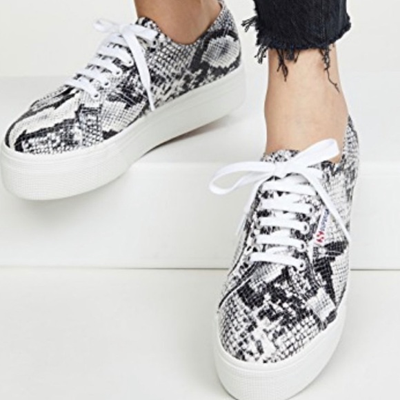 snake print platform sneakers